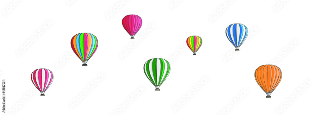 Hot air balloon festival vector illustration. Graphic isolated colorful aircraft. Many hot air balloons banner