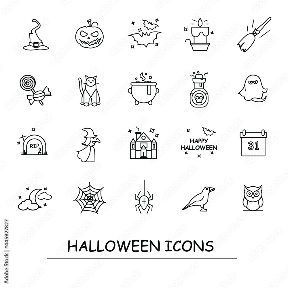 Fototapeta premium Halloween icons set . Holiday icons