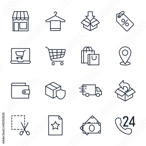 set of shopping elements symbol template for graphic and web design collection logo vector illustration