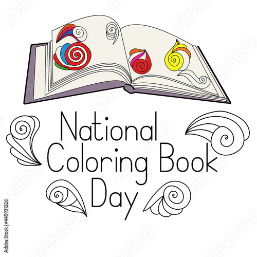 National Coloring Book Day, creative book with abstract patterns for adults and kids