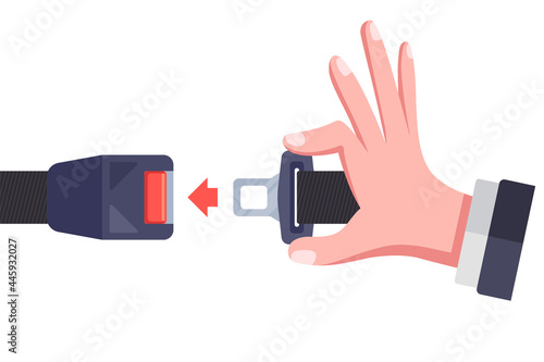 fasten the seat belt in the car. flat vector illustration.