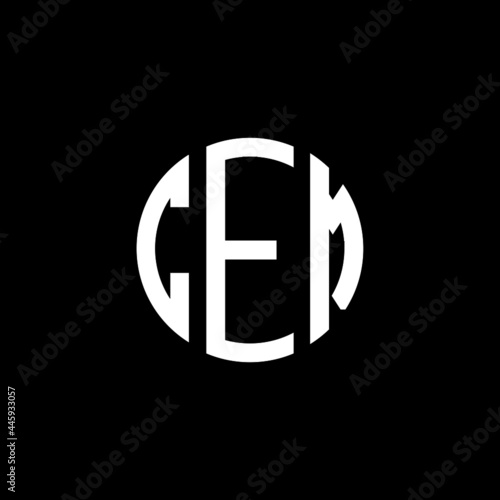 CEM letter logo design. CEM letter in circle shape. CEM Creative three letter logo. Logo with three letters. CEM circle logo. CEM letter vector design logo  photo