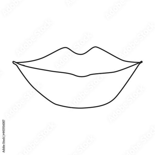 Female lip vector outline icon. Vector illustration mouth on white background. Isolated outline illustration icon of female lip .