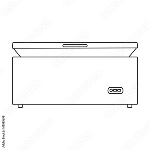Freezer vector outline icon. Vector illustration refrigerator fridge on white background. Isolated outline illustration icon of freezer.