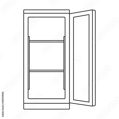 Freezer vector outline icon. Vector illustration refrigerator fridge on white background. Isolated outline illustration icon of freezer.