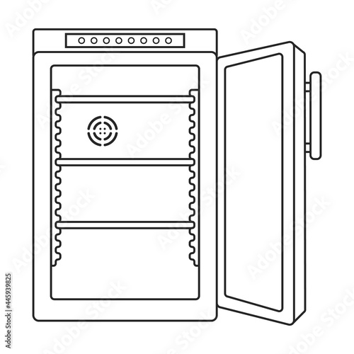 Freezer vector outline icon. Vector illustration refrigerator fridge on white background. Isolated outline illustration icon of freezer.