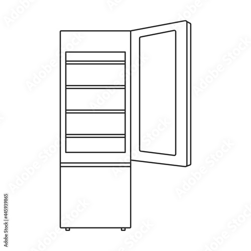 Freezer vector outline icon. Vector illustration refrigerator fridge on white background. Isolated outline illustration icon of freezer.