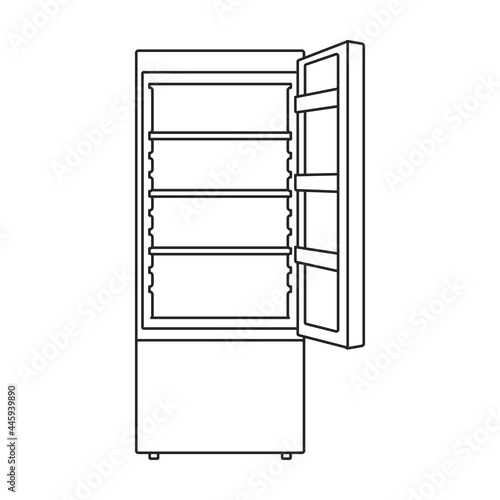 Freezer vector outline icon. Vector illustration refrigerator fridge on white background. Isolated outline illustration icon of freezer.