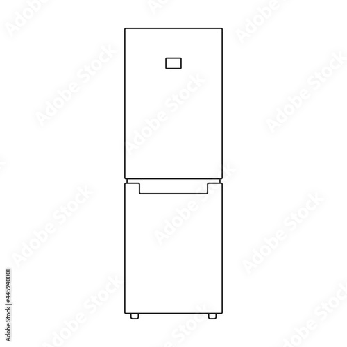 Freezer vector outline icon. Vector illustration refrigerator fridge on white background. Isolated outline illustration icon of freezer.