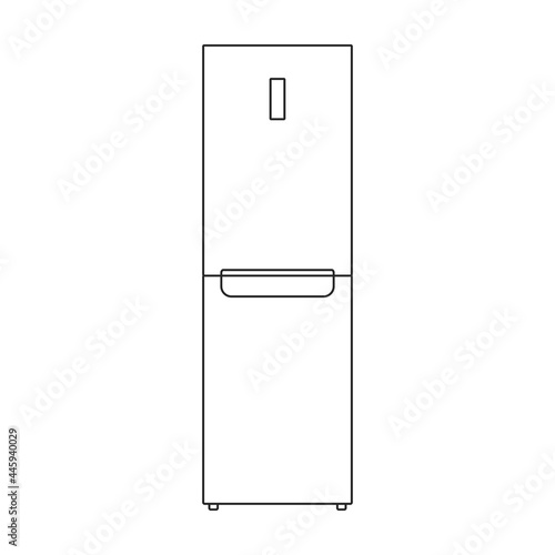 Freezer vector outline icon. Vector illustration refrigerator fridge on white background. Isolated outline illustration icon of freezer.