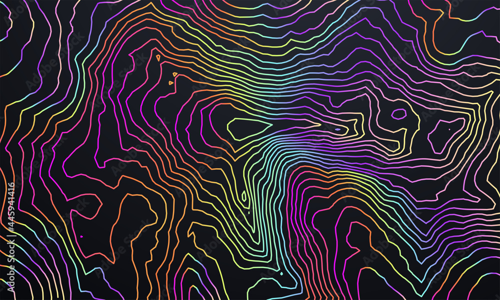 Holographic topography pattern. Vector illustration of heights map topographic backdrop.