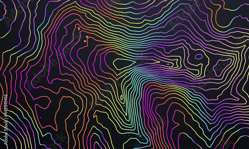 Holographic topography pattern. Vector illustration of heights map topographic backdrop.