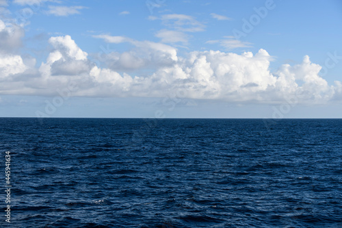 Seascape, blue sea. Calm weather. View from vessel.