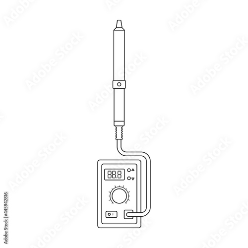 Iron solder vector outline icon. Vector illustration soldering on white background. Isolated outline illustration icon of iron solder.