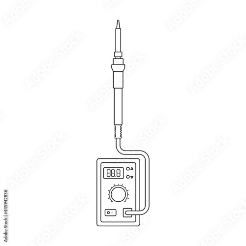 Iron solder vector outline icon. Vector illustration soldering on white background. Isolated outline illustration icon of iron solder.
