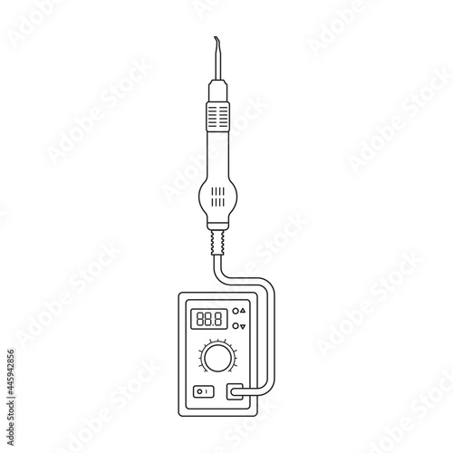 Iron solder vector outline icon. Vector illustration soldering on white background. Isolated outline illustration icon of iron solder.