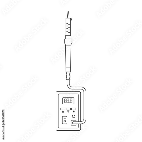 Iron solder vector outline icon. Vector illustration soldering on white background. Isolated outline illustration icon of iron solder.