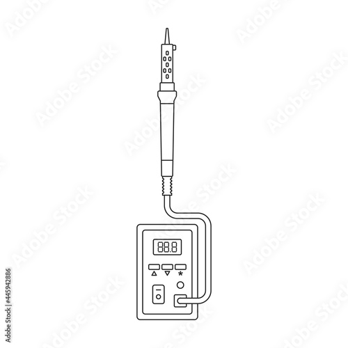 Iron solder vector outline icon. Vector illustration soldering on white background. Isolated outline illustration icon of iron solder.