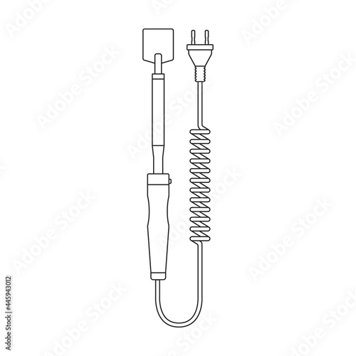 Iron solder vector outline icon. Vector illustration soldering on white background. Isolated outline illustration icon of iron solder.