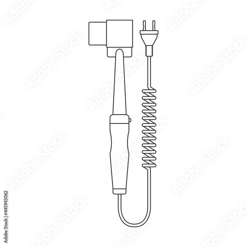 Iron solder vector outline icon. Vector illustration soldering on white background. Isolated outline illustration icon of iron solder.
