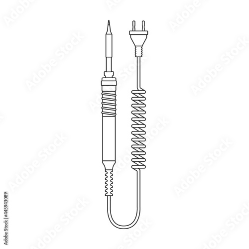 Iron solder vector outline icon. Vector illustration soldering on white background. Isolated outline illustration icon of iron solder.