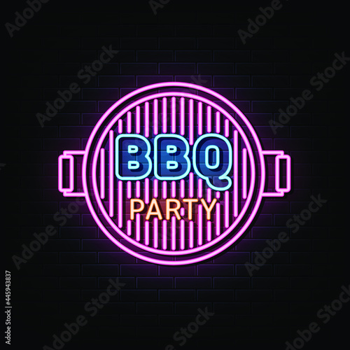 barbeque party neon logo  neon sign and symbol