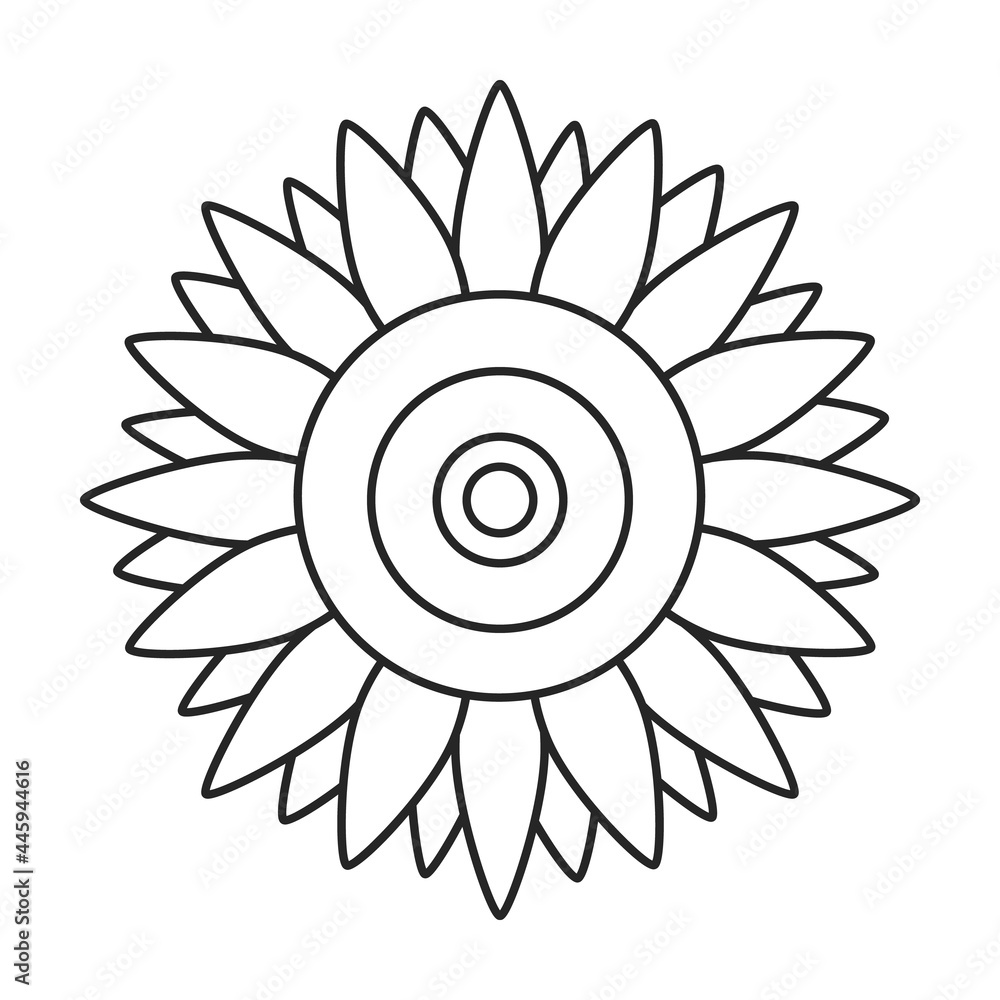 Sunflower vector outline icon. Vector illustration san flower on white background. Isolated outline illustration icon of sunflower. Sunflower vector outline icon. Vector illustration san flower on white background. Isolated outline illustration icon of sunflower.