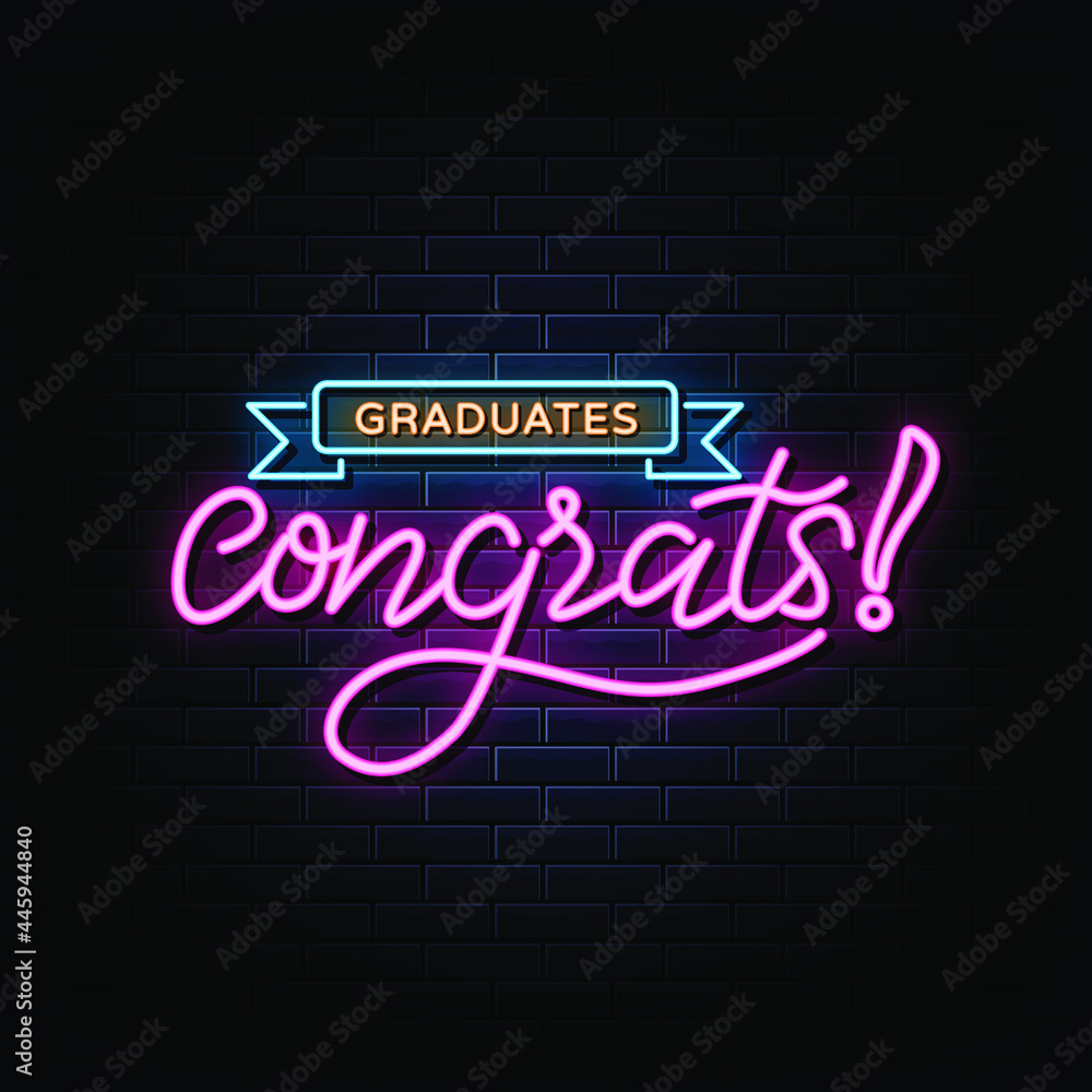 Congratulations graduate neon sign. neon symbol Congratulations graduate neon sign. neon symbol