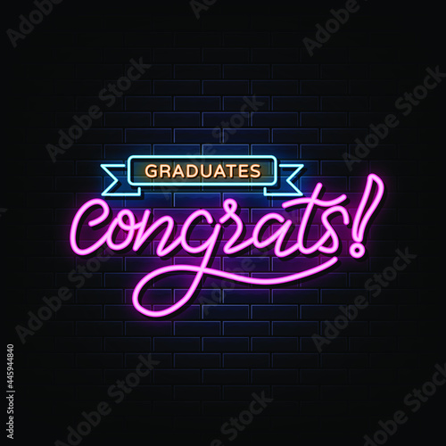 Congratulations graduate neon sign. neon symbol