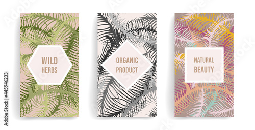 This set of creative leaf templates is perfect for stylish packaging and decoration of beauty products, beauty salons, spas, social media posts, stories, cards, covers, and other graphic designs