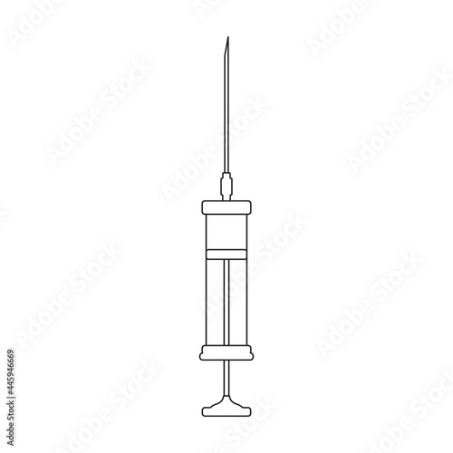 Syringe vector outline icon. Vector illustration needle on white background. Isolated outline illustration icon of syringe.