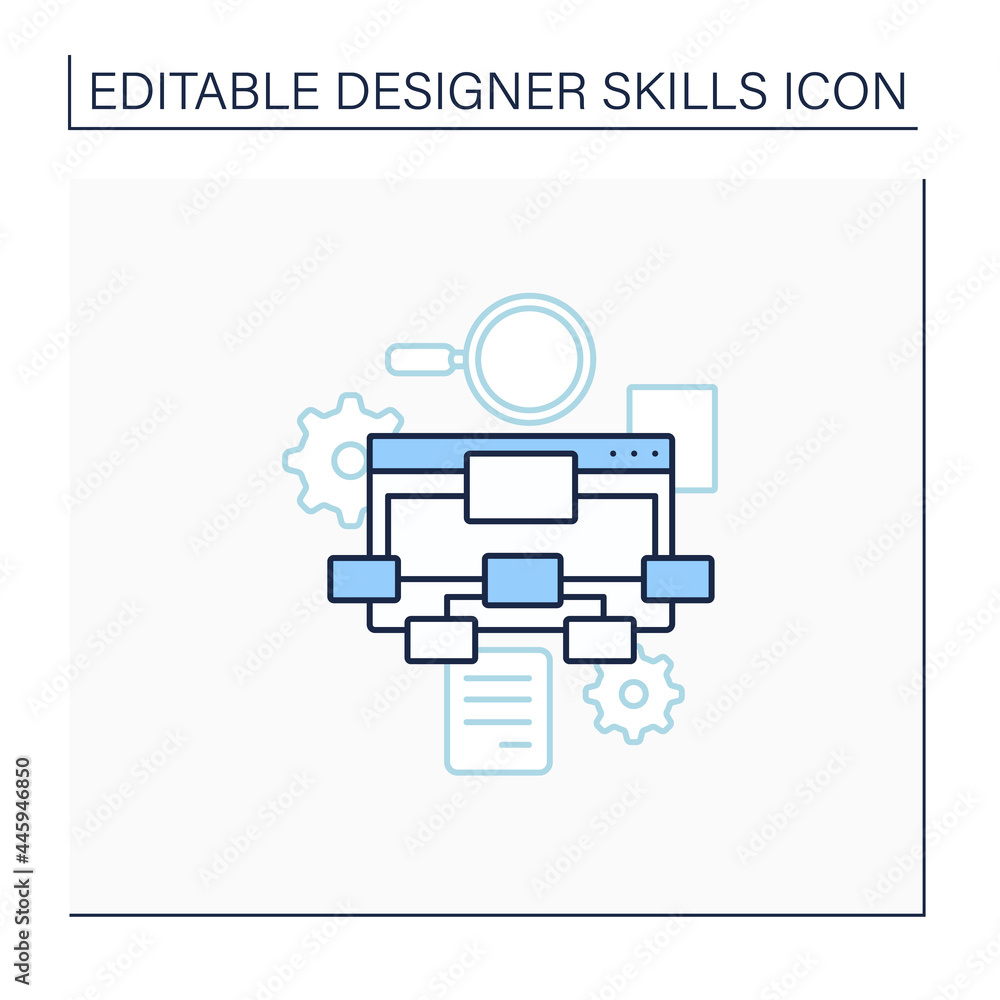 Information architecture line icon. Organizing, structuring website content. Labelling websites, intranets, online communities.Designer skills concept. Isolated vector illustration. Editable stroke