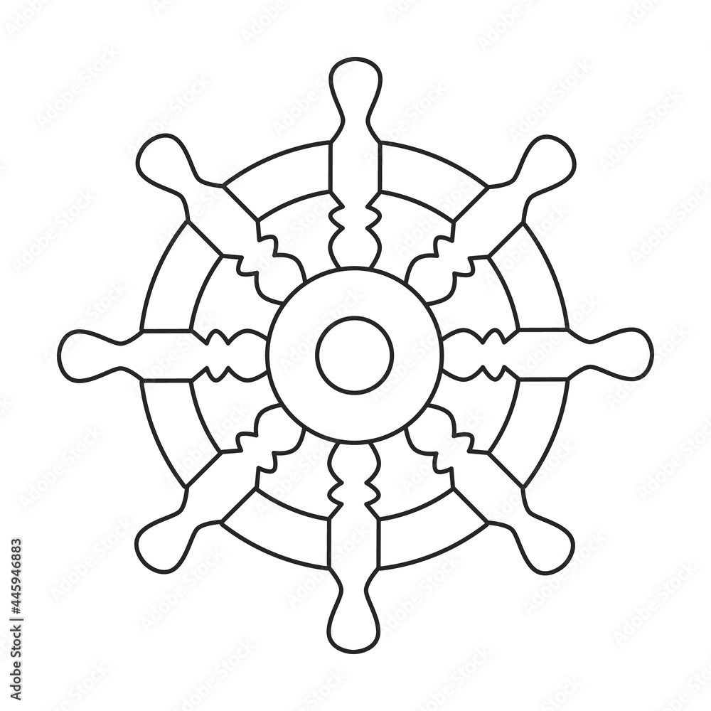 Ship wheel vector outline icon. Vector illustration helm on white background. Isolated outline illustration icon of ship wheel . Ship wheel vector outline icon. Vector illustration helm on white background. Isolated outline illustration icon of ship wheel .