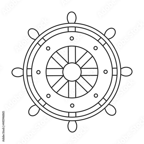 Ship wheel vector outline icon. Vector illustration helm on white background. Isolated outline illustration icon of ship wheel .