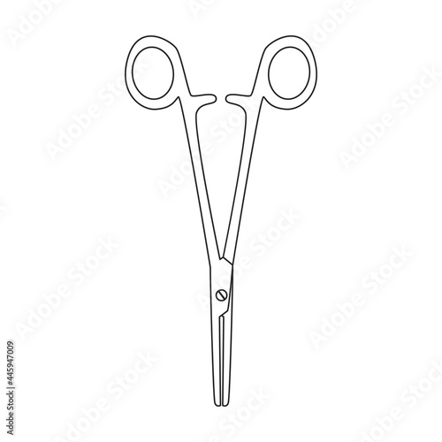 Medical forceps vector outline icon. Vector illustration clamp on white background. Isolated outline illustration icon of medical forceps. photo