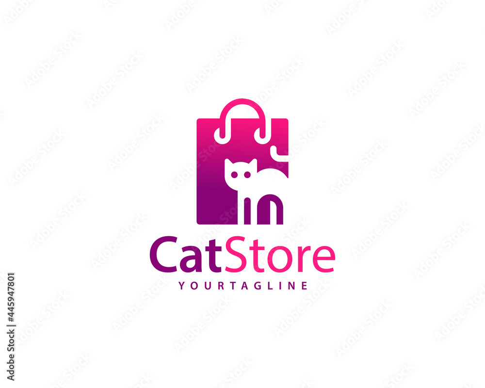 CatStore brand for cats store and pets  logo , can be used for cat and all similar domestic cat shopping store .