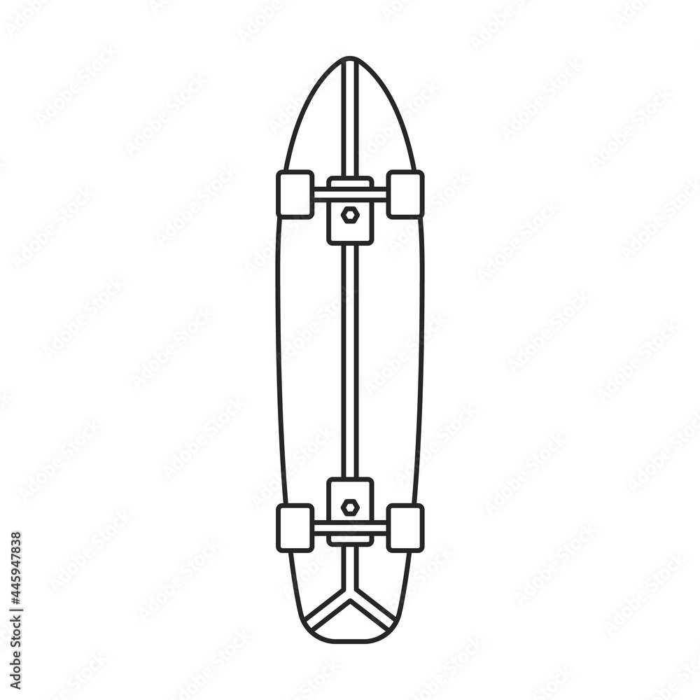 Fototapeta premium Skate vector outline icon. Vector illustration skateboard on white background. Isolated outline illustration icon of skate.