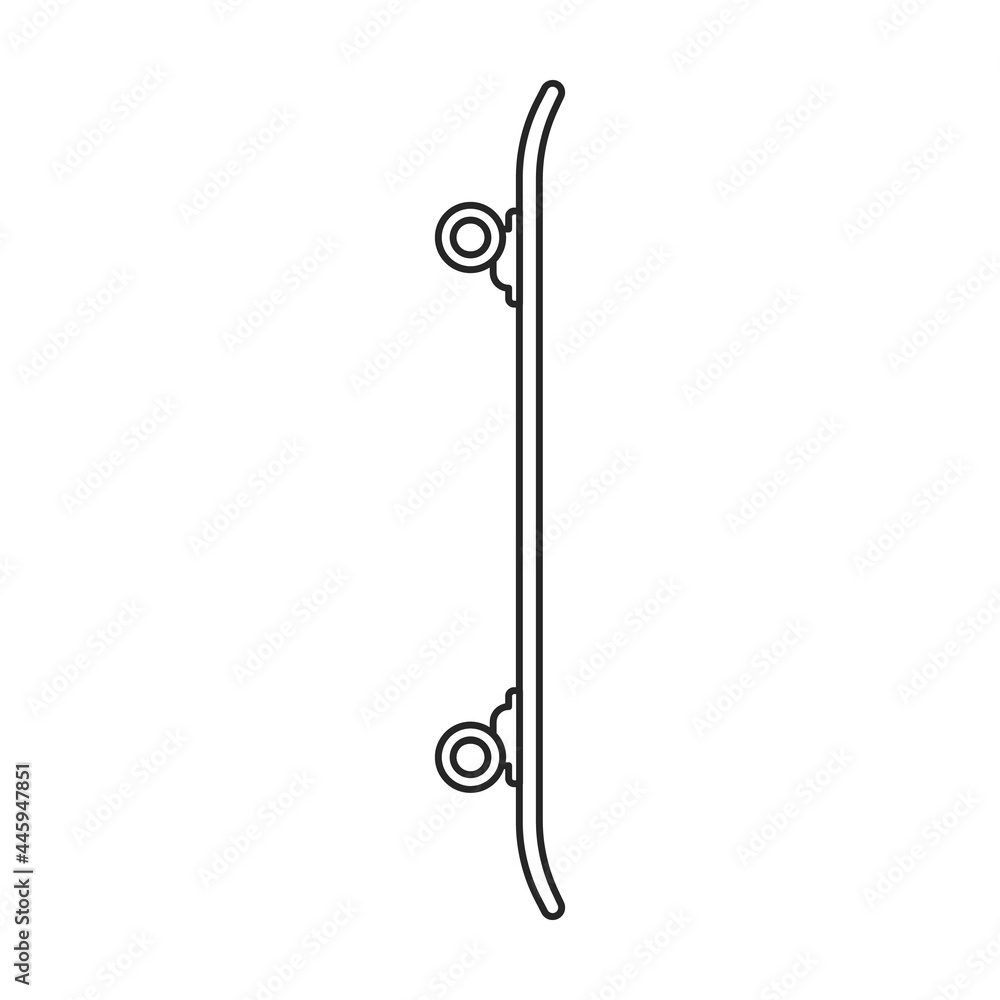Skate vector outline icon. Vector illustration skateboard on white background. Isolated outline illustration icon of skate. Skate vector outline icon. Vector illustration skateboard on white background. Isolated outline illustration icon of skate.