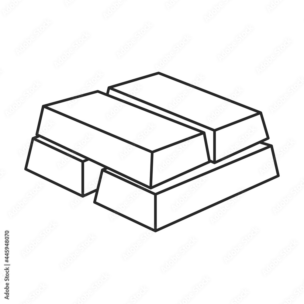 Golden bars vector outline icon. Vector illustration gold ingot on white background. Isolated outline illustration icon of golden bars . Golden bars vector outline icon. Vector illustration gold ingot on white background. Isolated outline illustration icon of golden bars .