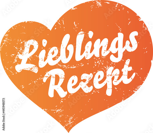 Button in Herzform mit Schrift Lieblingsrezept