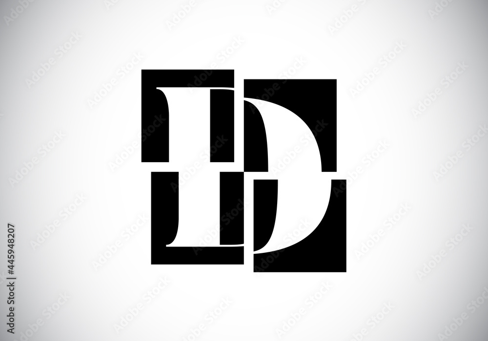 Monogram Initial D Vetor de Initial D monogram letter alphabet made of four squares. Font ...