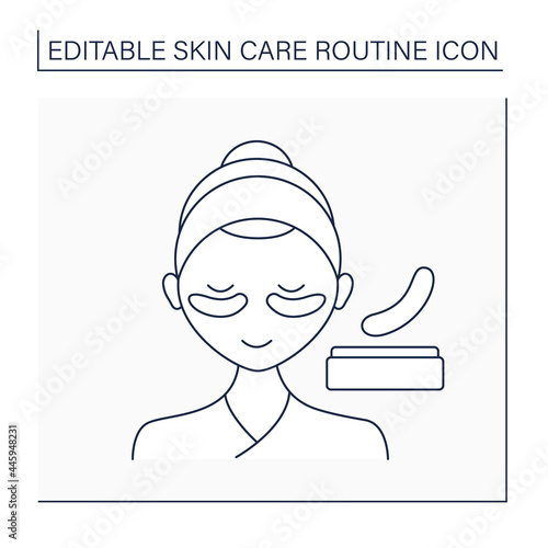 Cosmetology line icon. Under eye masks for puffiness and dark circles. Eye patches. Beauty procedure.Skin care routine concept. Isolated vector illustration. Editable stroke