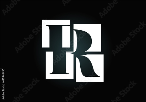 Initial R monogram letter alphabet made of four squares. Font emblem. Broken, puzzle alphabet sign. Modern vector logo design for business, and company identity.