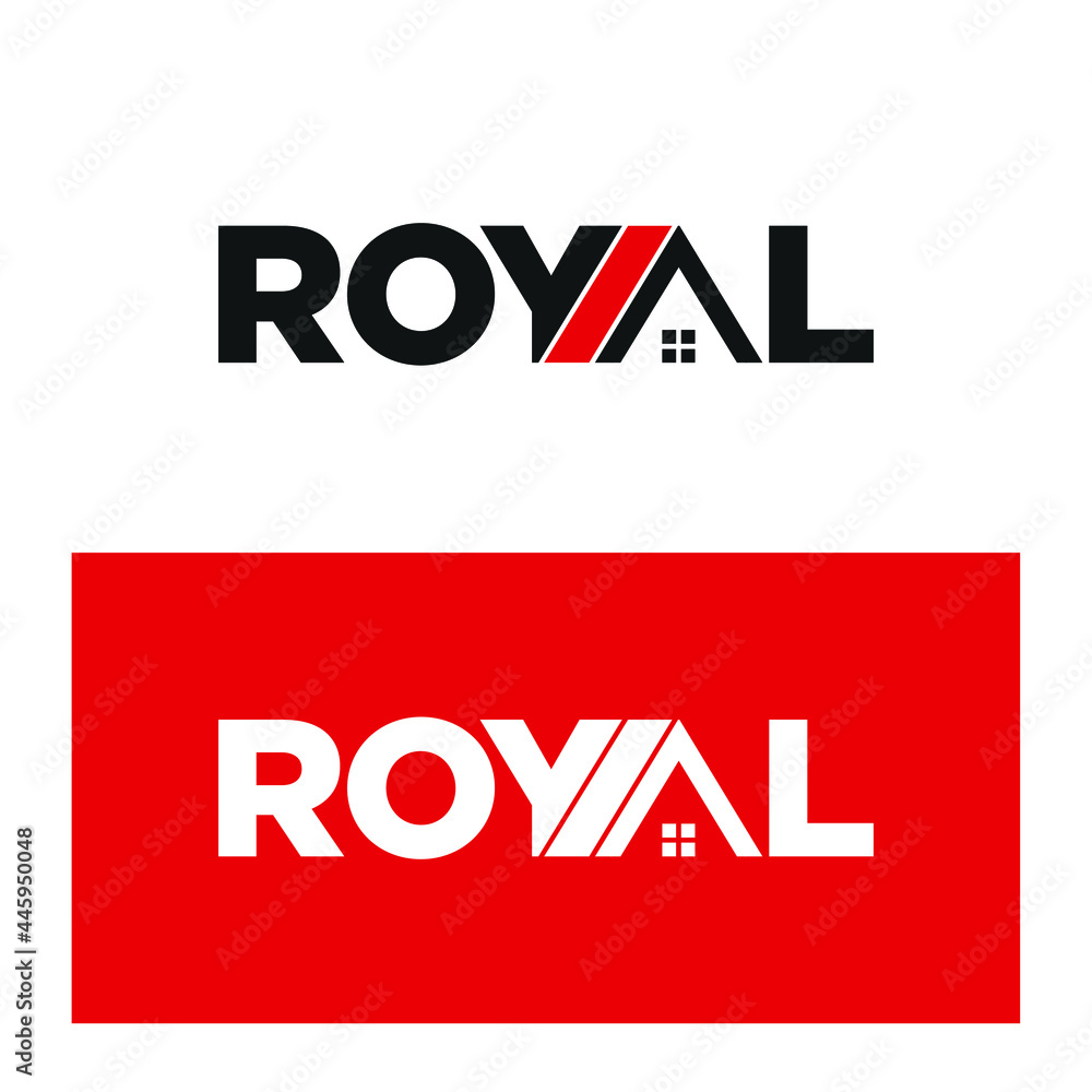 Royal Text and Home icon. Unique Logo design. Vector Illustration. Royal Text and Home icon. Unique Logo design. Vector Illustration.