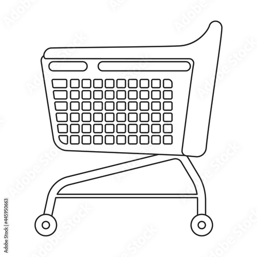 Trolley basket vector outline icon. Vector illustration supermarketart cart on white background. Isolated outline illustration icon of trolley basket . photo