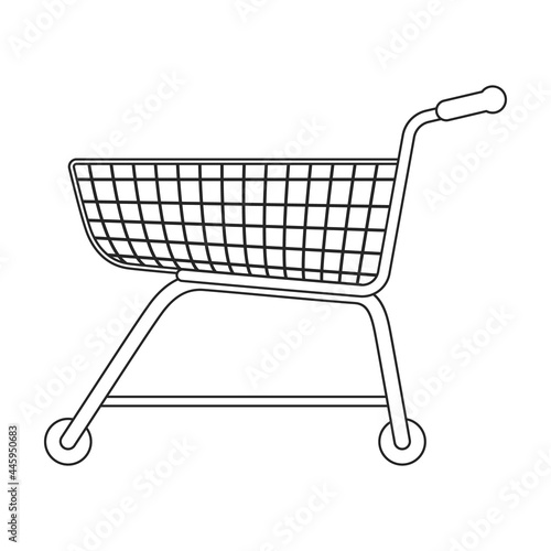 Trolley basket vector outline icon. Vector illustration supermarketart cart on white background. Isolated outline illustration icon of trolley basket .