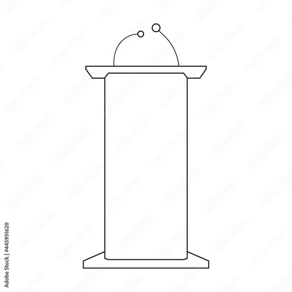 Fototapeta premium Tribunal vector outline icon. Vector illustration podium on white background. Isolated outline illustration icon of tribunal.