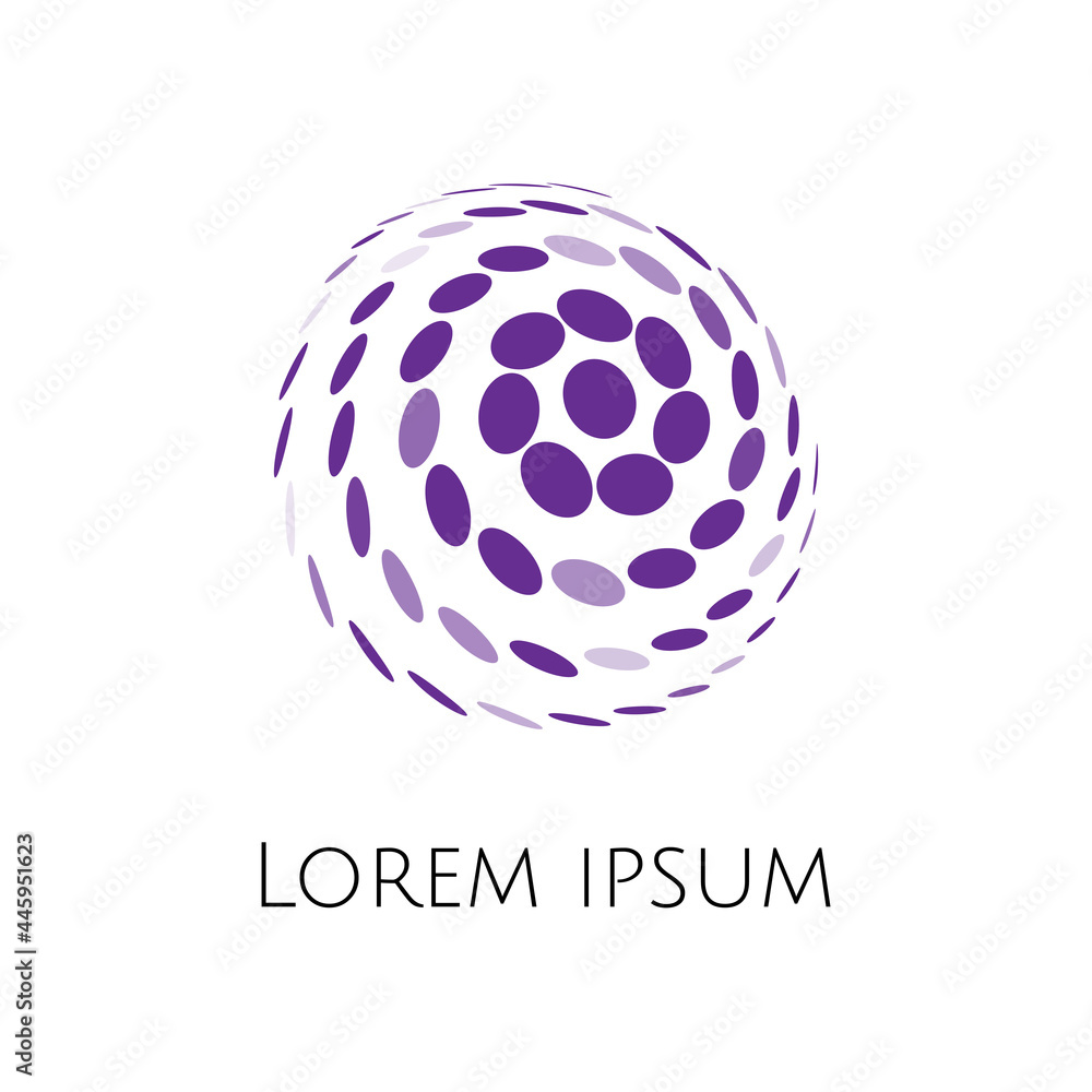 Abstract vector spherical circular shape logo of elipses like a comet or soccer ball with random transparency pieces Abstract vector spherical circular shape logo of elipses like a comet or soccer ball with random transparency pieces