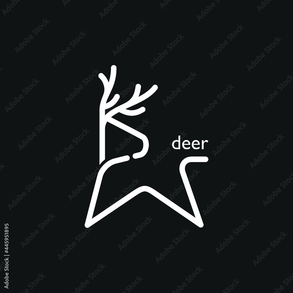Deer Line Art icon. Logo design. Vector Illustration.