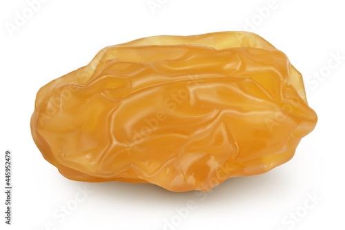 Yellow raisin isolated on white background with clipping path and full depth of field